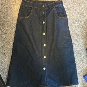 Blue Midi A-Line Skirt for Casual Occasions